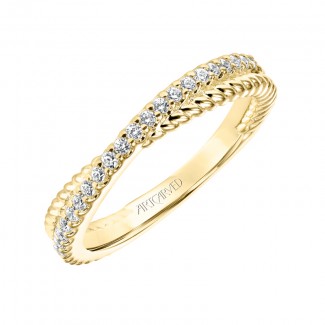 Stackable Band With Diamond And Rope "X" Design